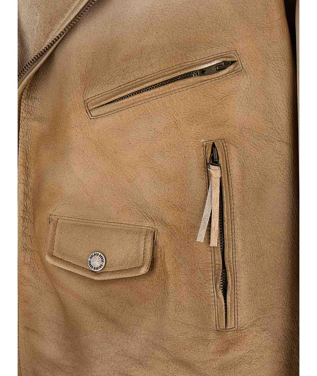 GOLDEN GOOSE DELUXE BRAND Бежевая кожаная куртка, фото 5