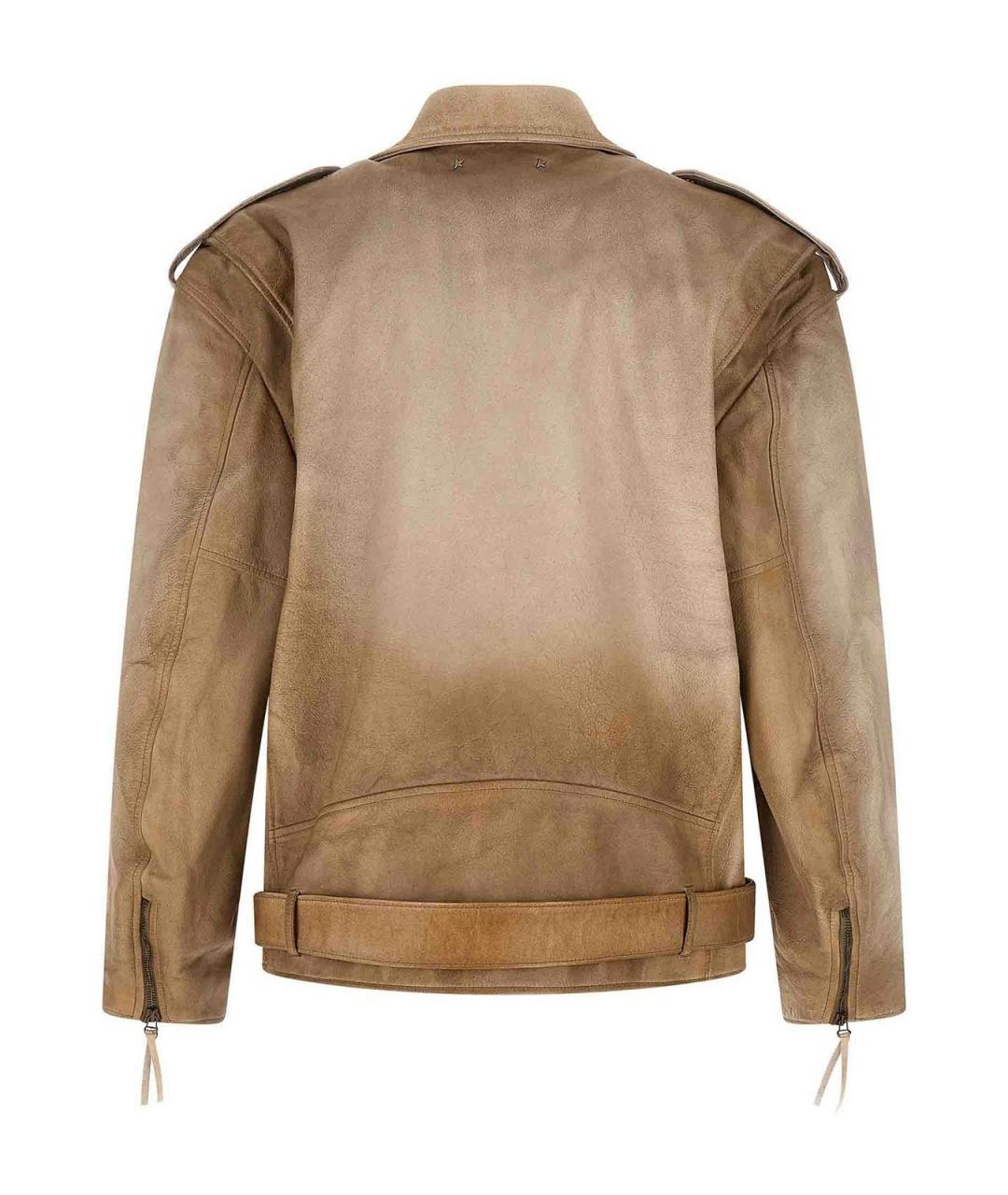 GOLDEN GOOSE DELUXE BRAND Бежевая кожаная куртка, фото 2