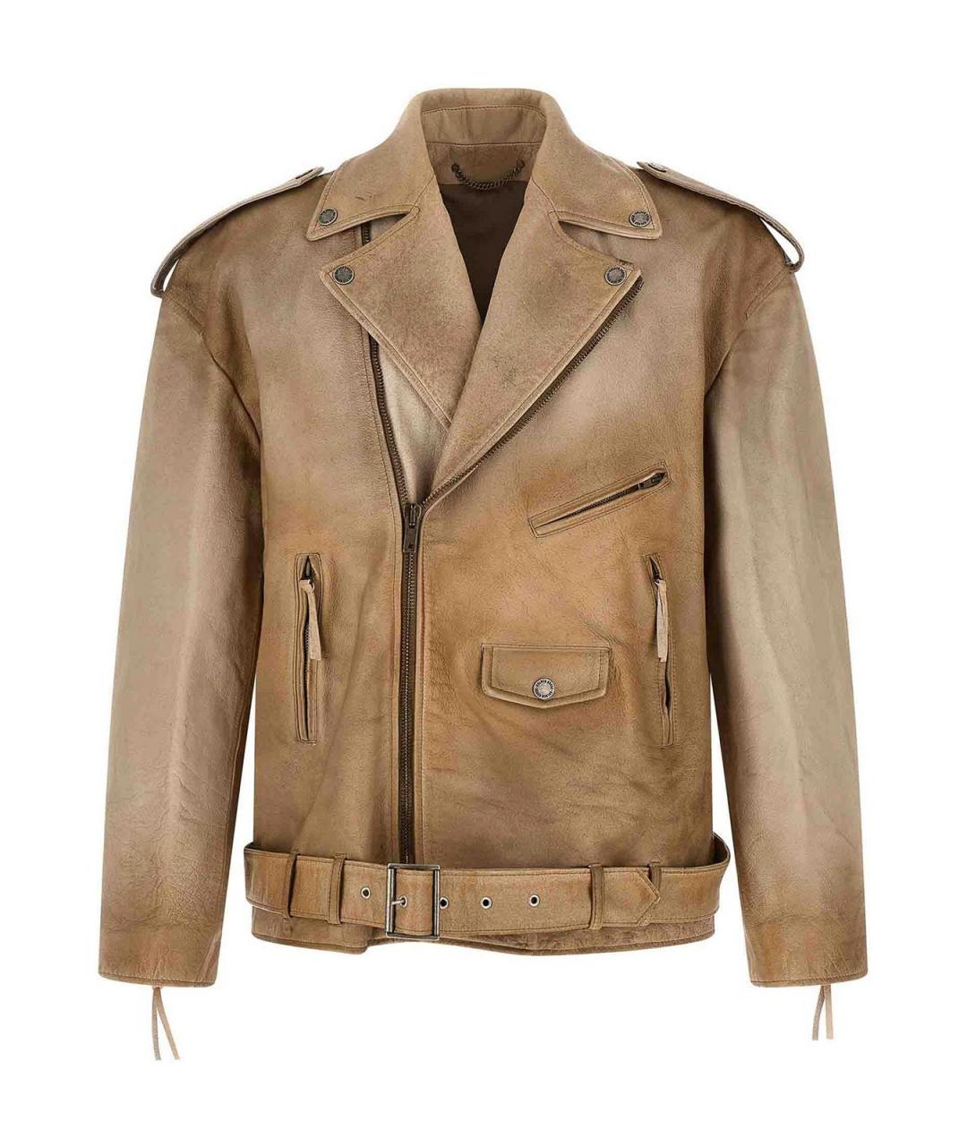 GOLDEN GOOSE DELUXE BRAND Бежевая кожаная куртка, фото 1
