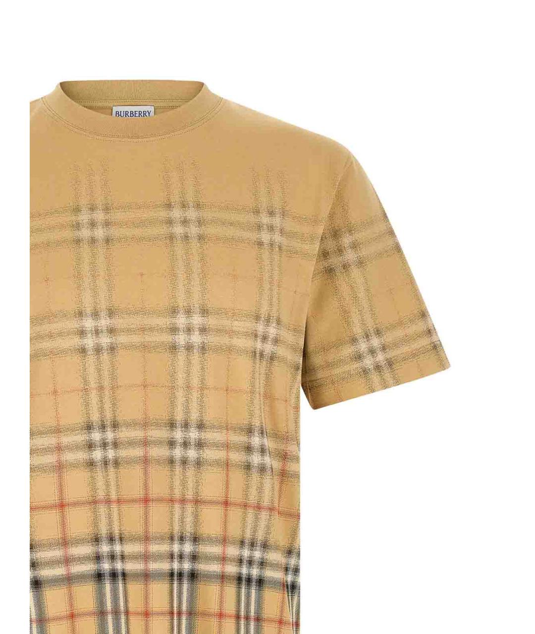 BURBERRY Бежевая хлопковая футболка, фото 3