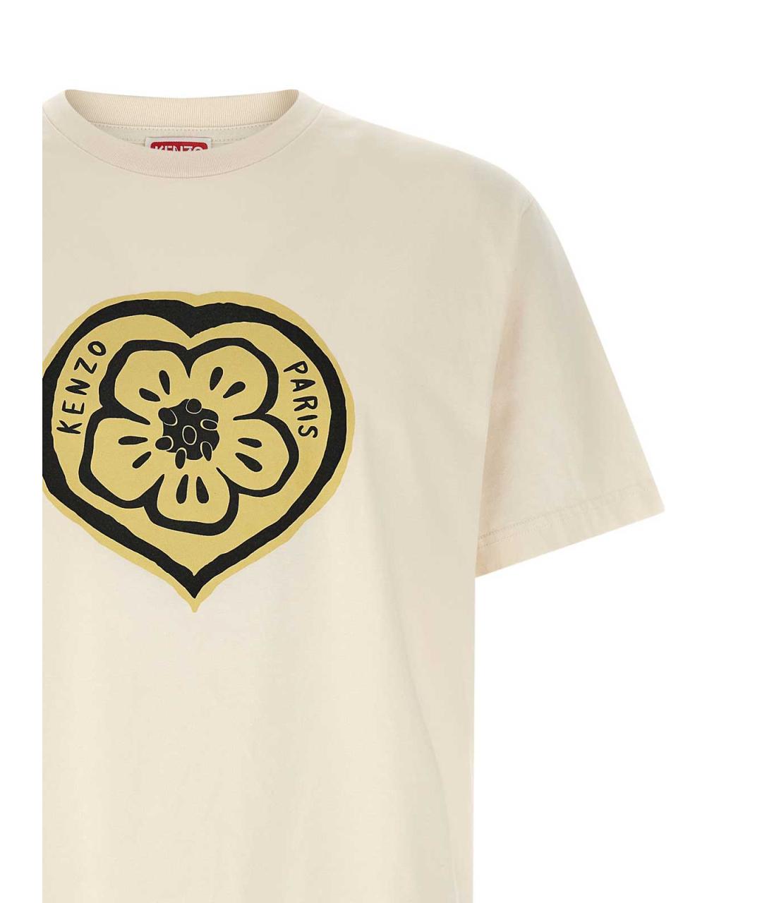 KENZO Бежевая хлопковая футболка, фото 3