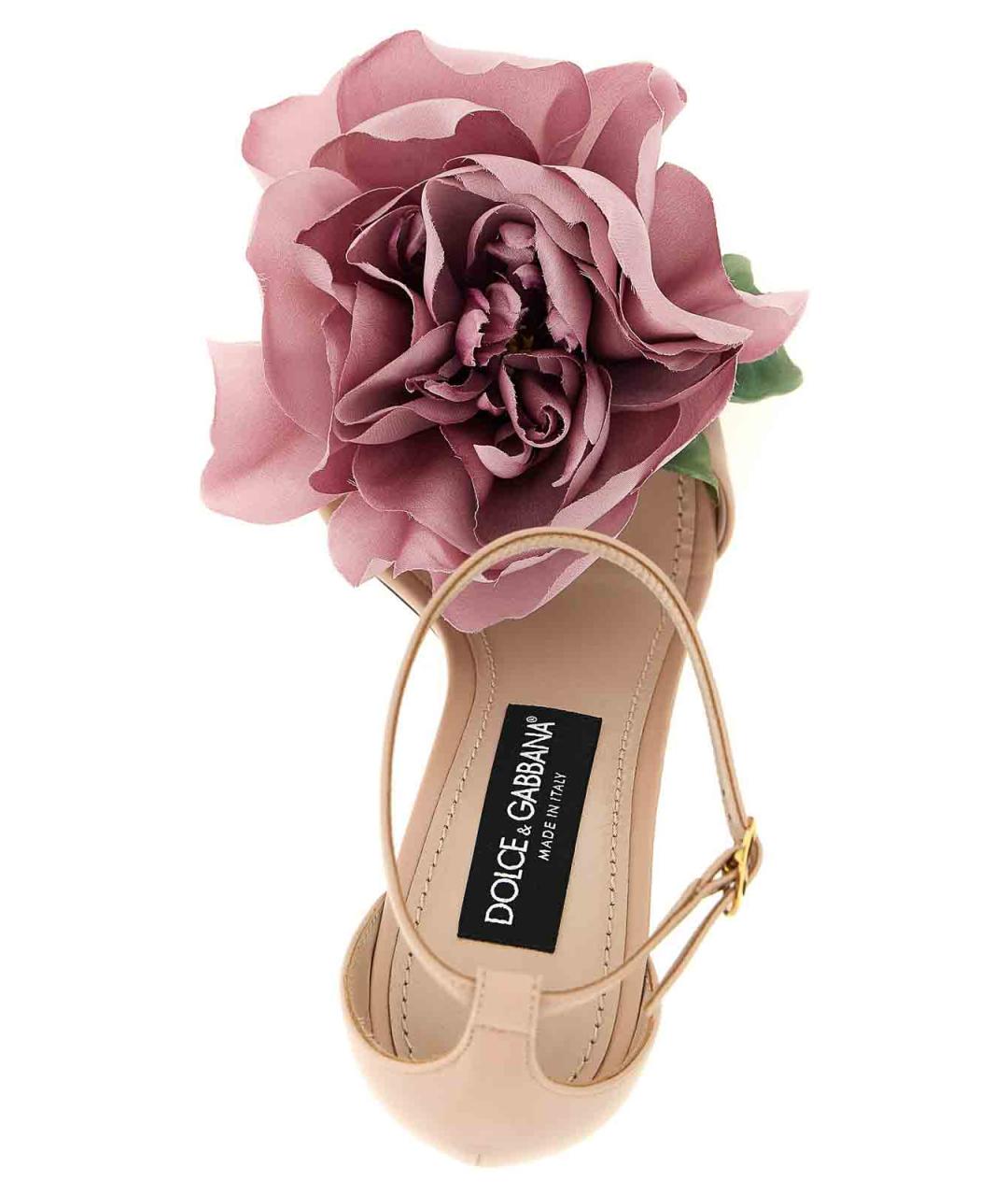 DOLCE&GABBANA Бежевые кожаные босоножки, фото 4