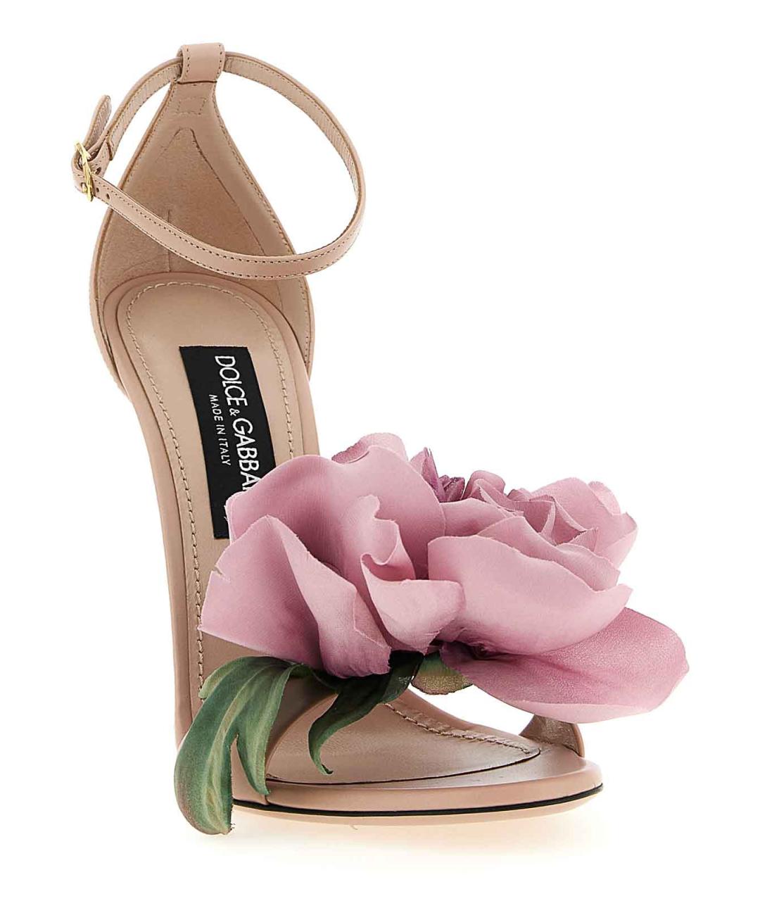 DOLCE&GABBANA Бежевые кожаные босоножки, фото 2