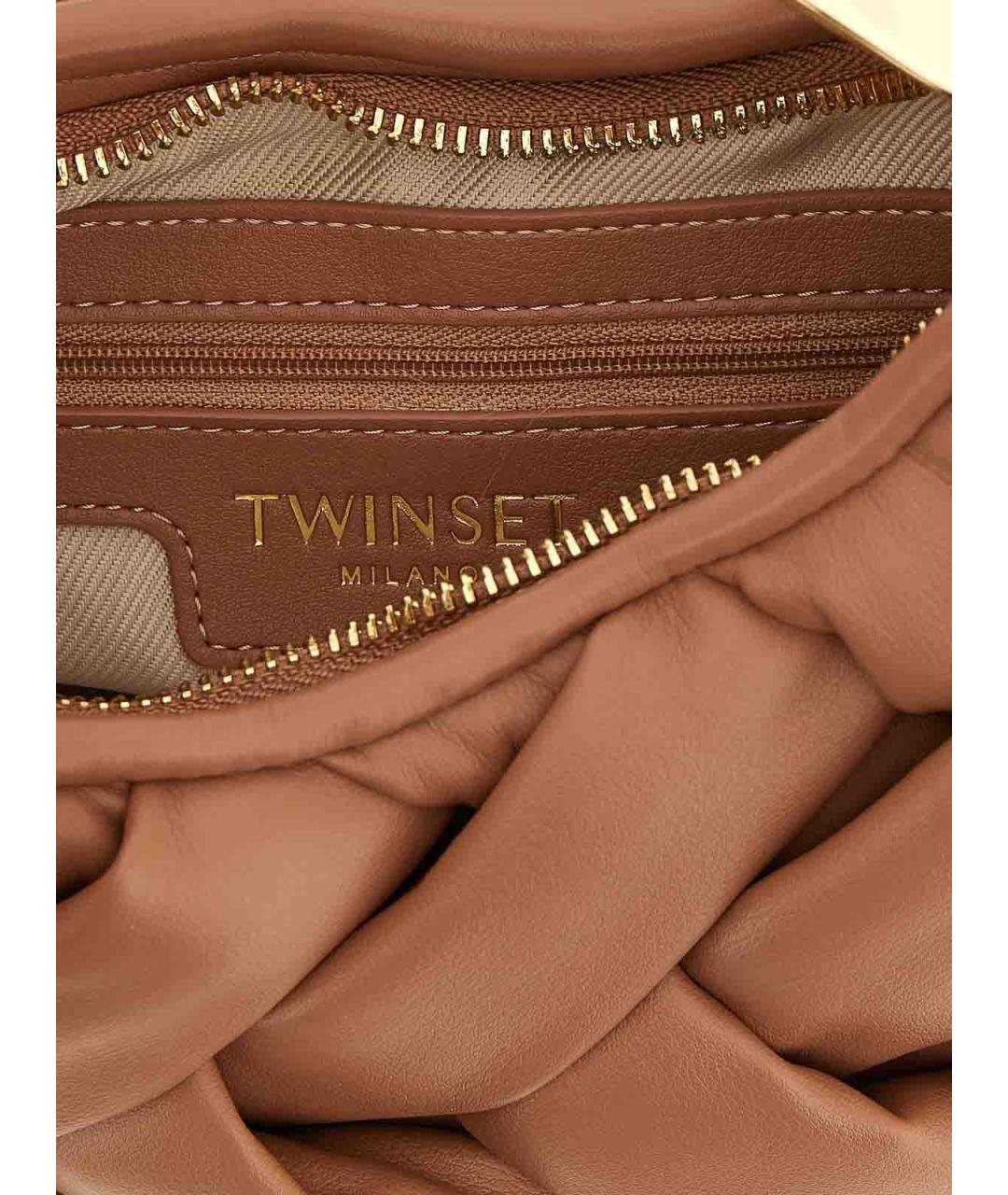 TWIN-SET Розовая кожаная сумка тоут, фото 4