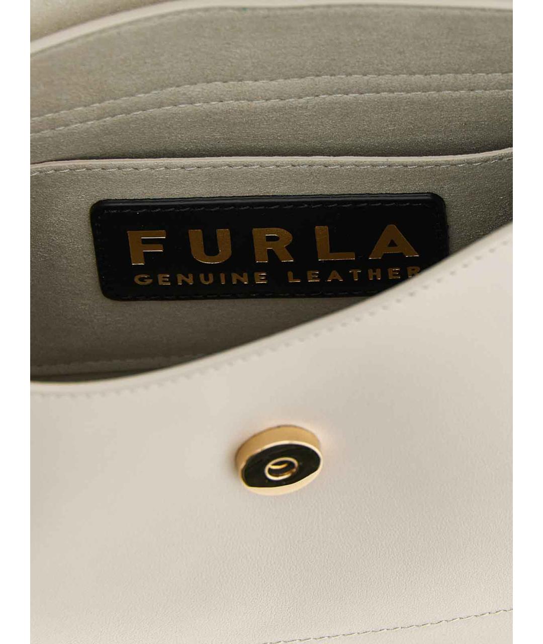 FURLA Бежевая кожаная сумка через плечо, фото 4