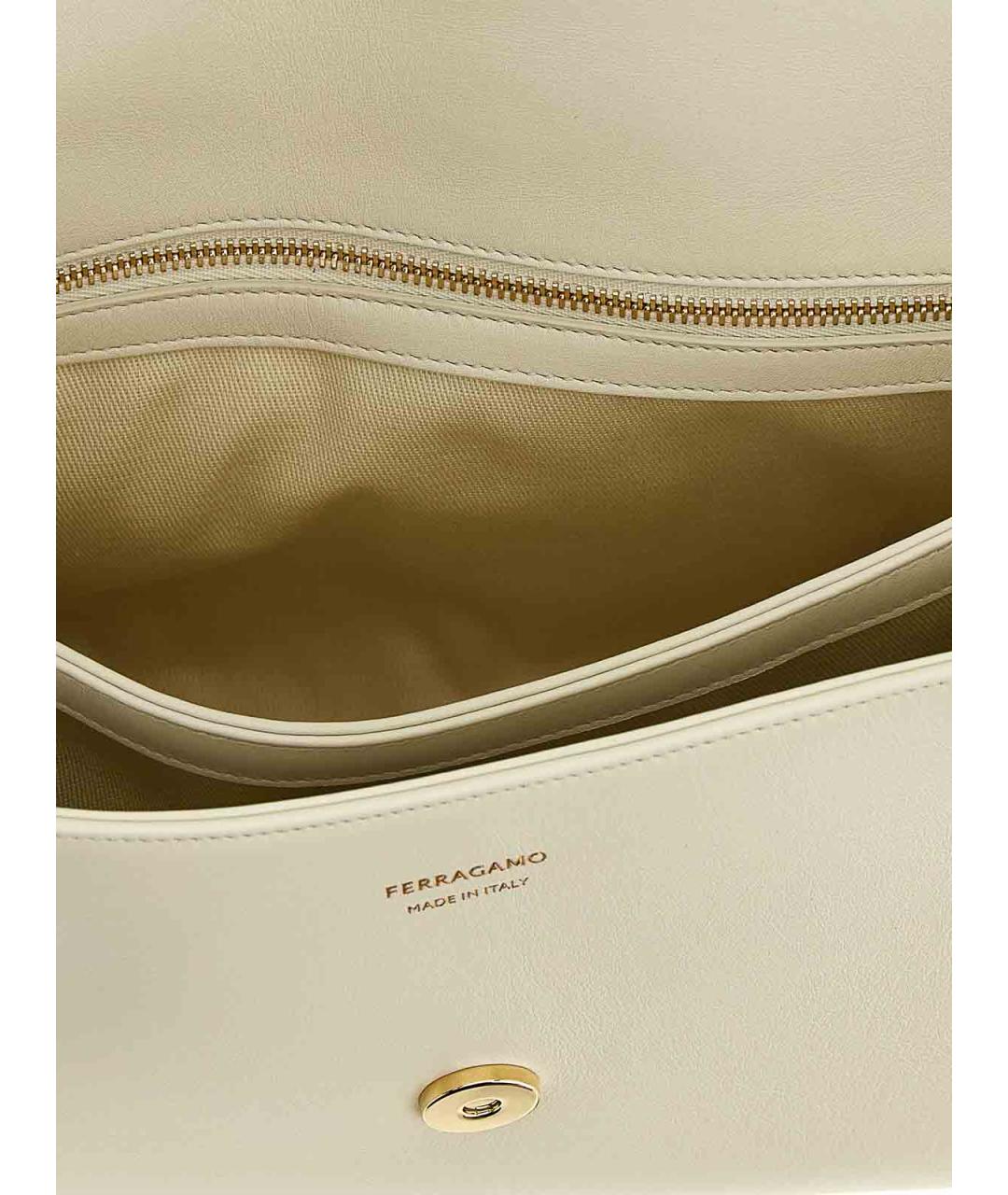 FERRAGAMO Бежевая кожаная сумка через плечо, фото 4