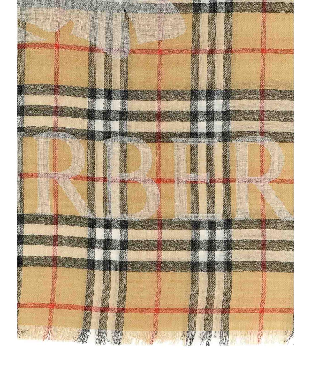 BURBERRY Бежевый шерстяной шарф, фото 2