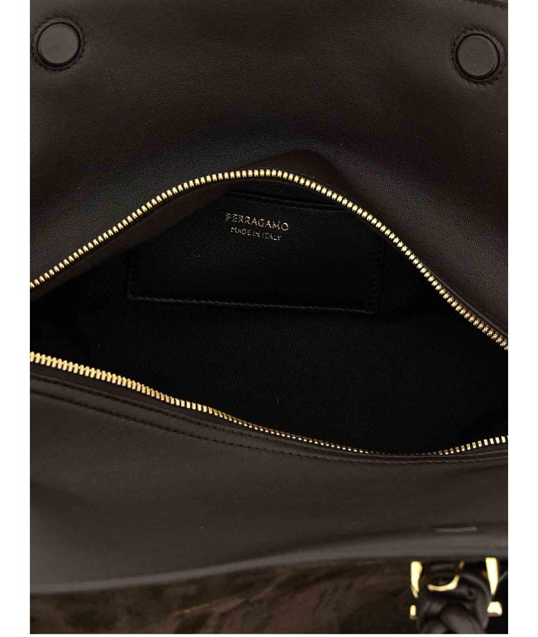 FERRAGAMO Коричневая замшевая сумка тоут, фото 4