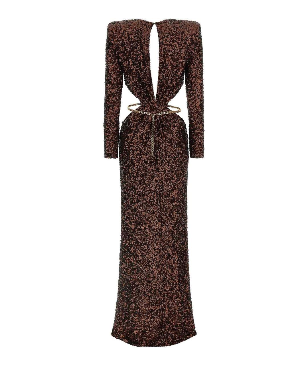 ELISABETTA FRANCHI Коричневое полиэстеровое вечернее платье, фото 2
