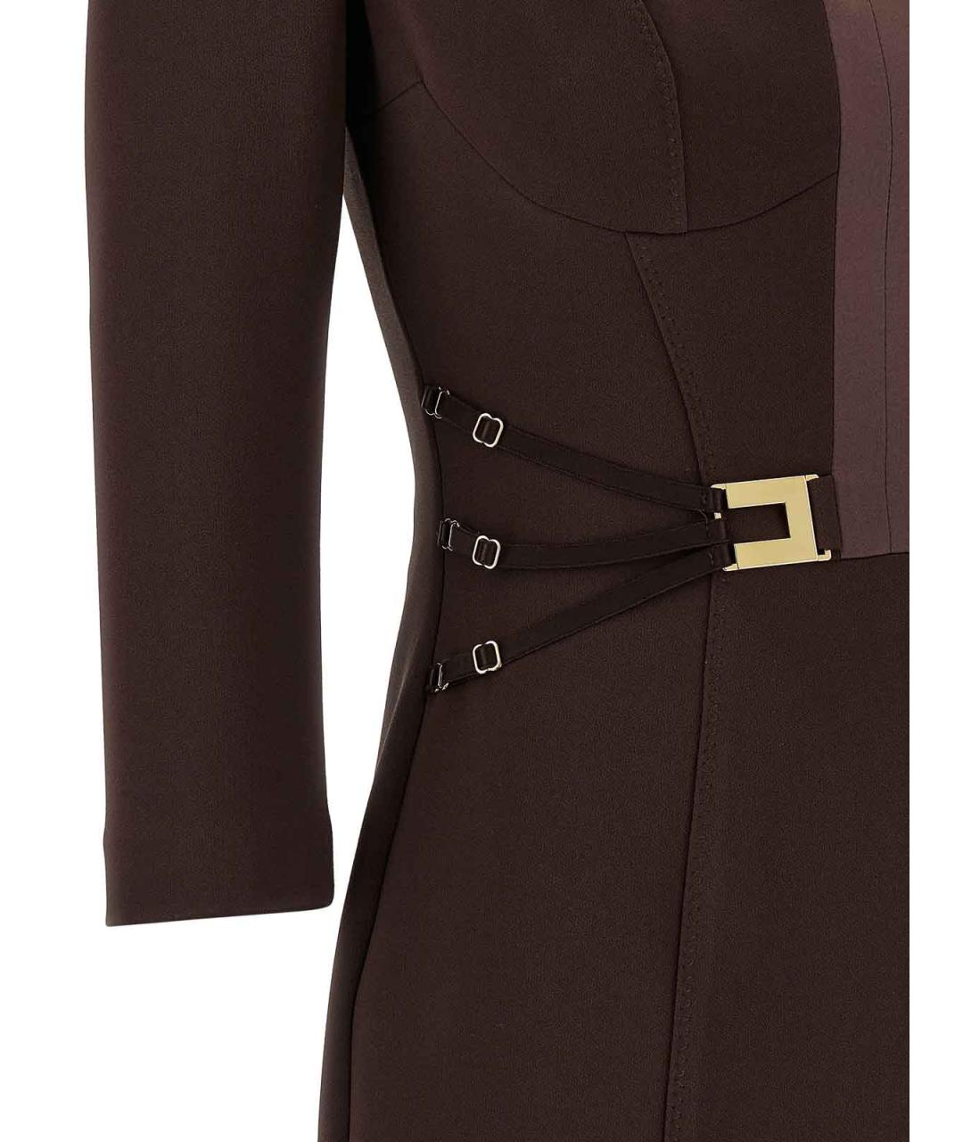 ELISABETTA FRANCHI Коричневое повседневное платье, фото 4