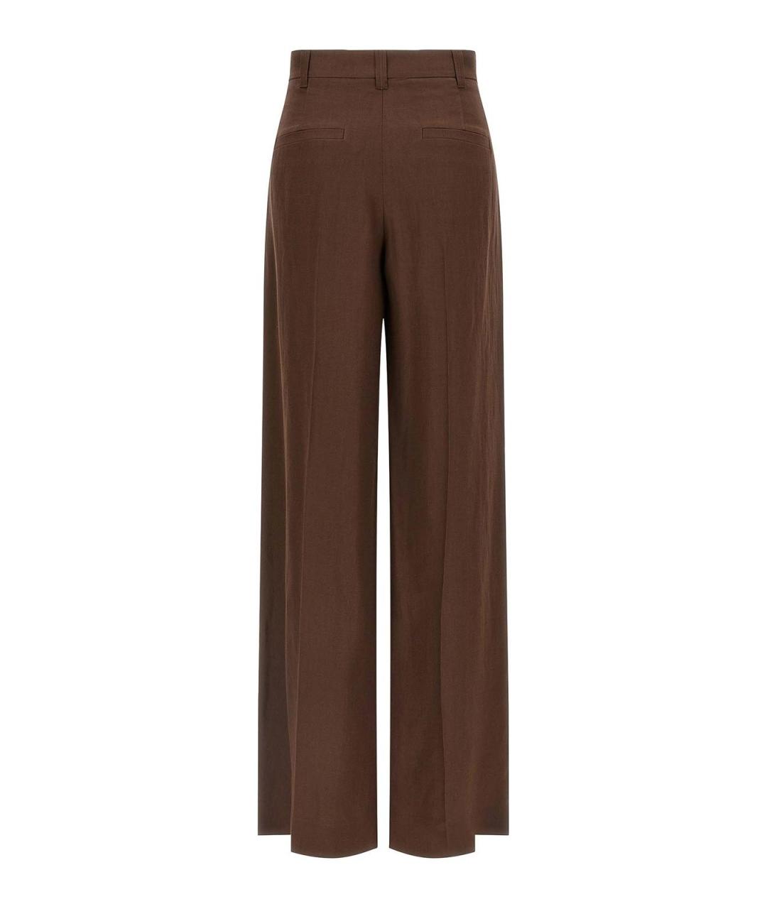 BRUNELLO CUCINELLI Коричневые льняные брюки широкие, фото 2