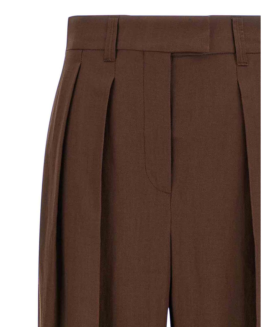 BRUNELLO CUCINELLI Коричневые льняные брюки широкие, фото 3