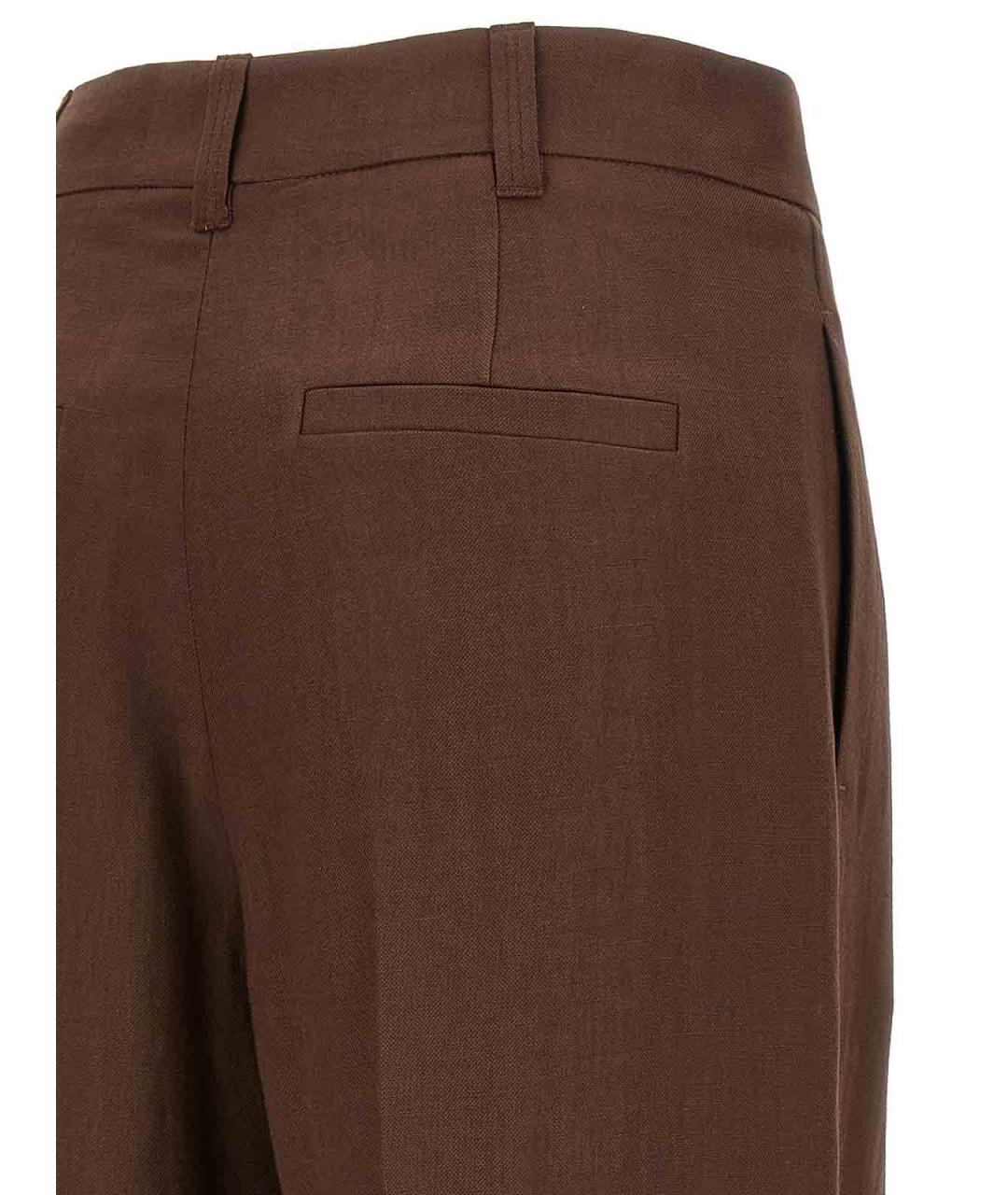 BRUNELLO CUCINELLI Коричневые льняные брюки широкие, фото 4