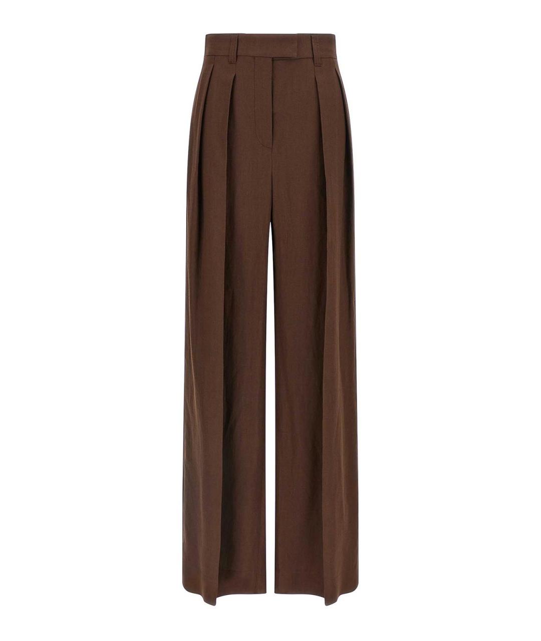 BRUNELLO CUCINELLI Коричневые льняные брюки широкие, фото 1