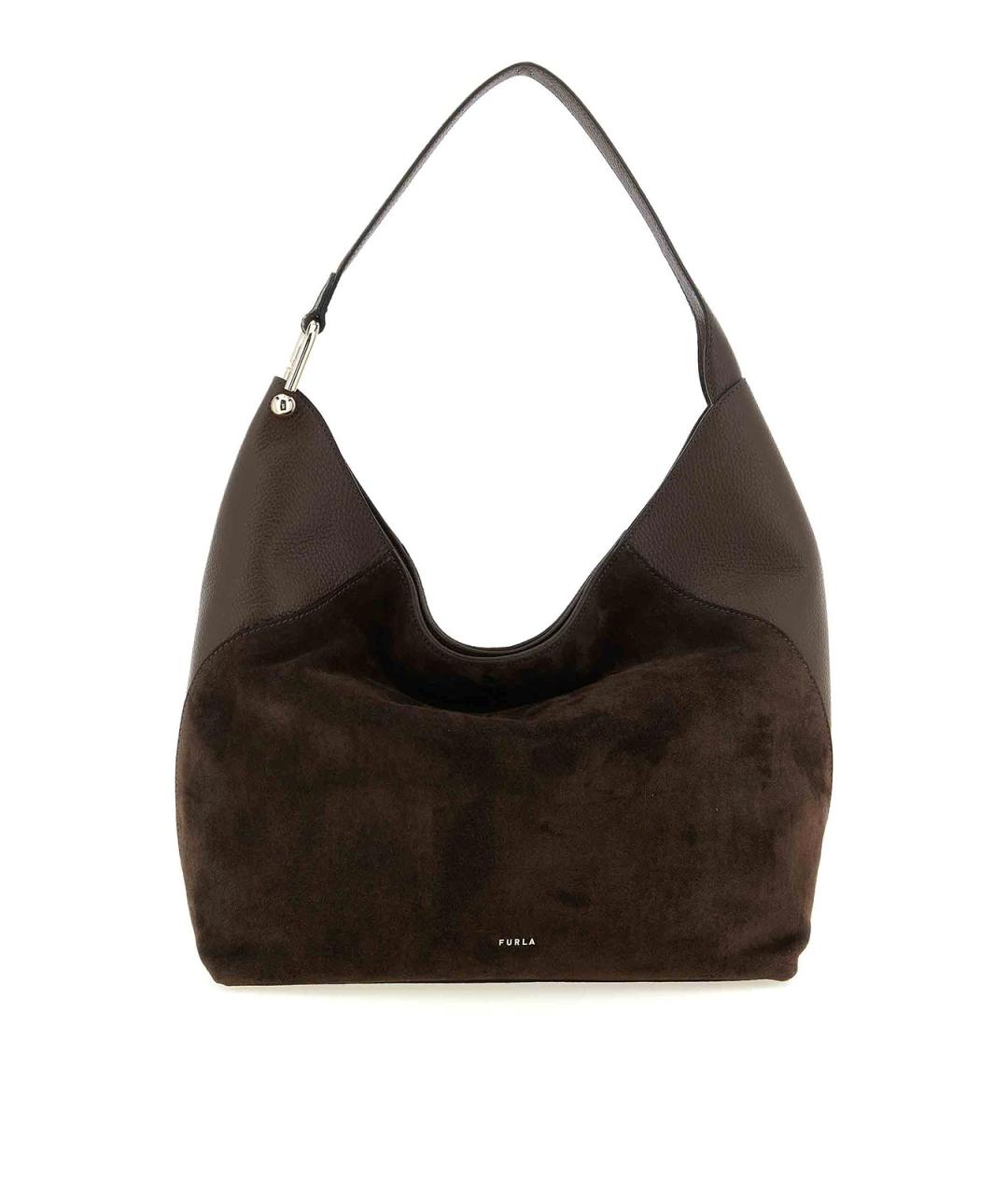 FURLA Коричневая замшевая сумка с короткими ручками, фото 1