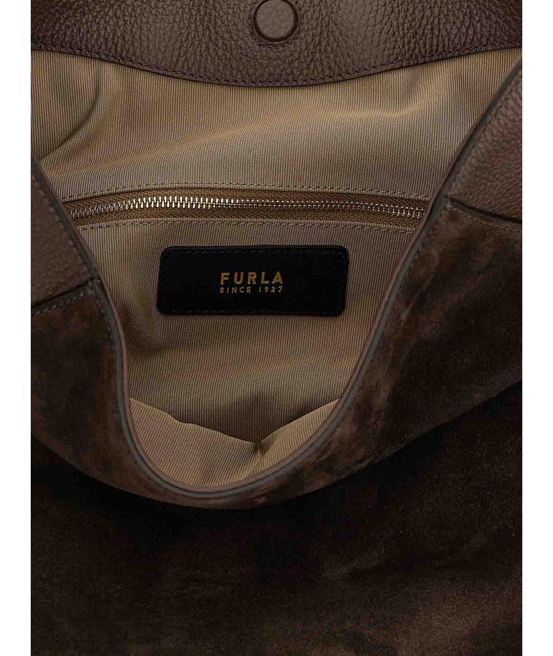 FURLA Коричневая замшевая сумка с короткими ручками, фото 4