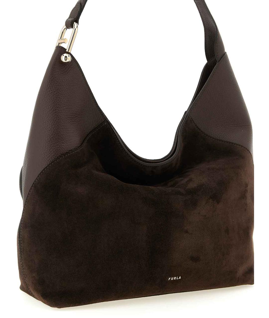 FURLA Коричневая замшевая сумка с короткими ручками, фото 3