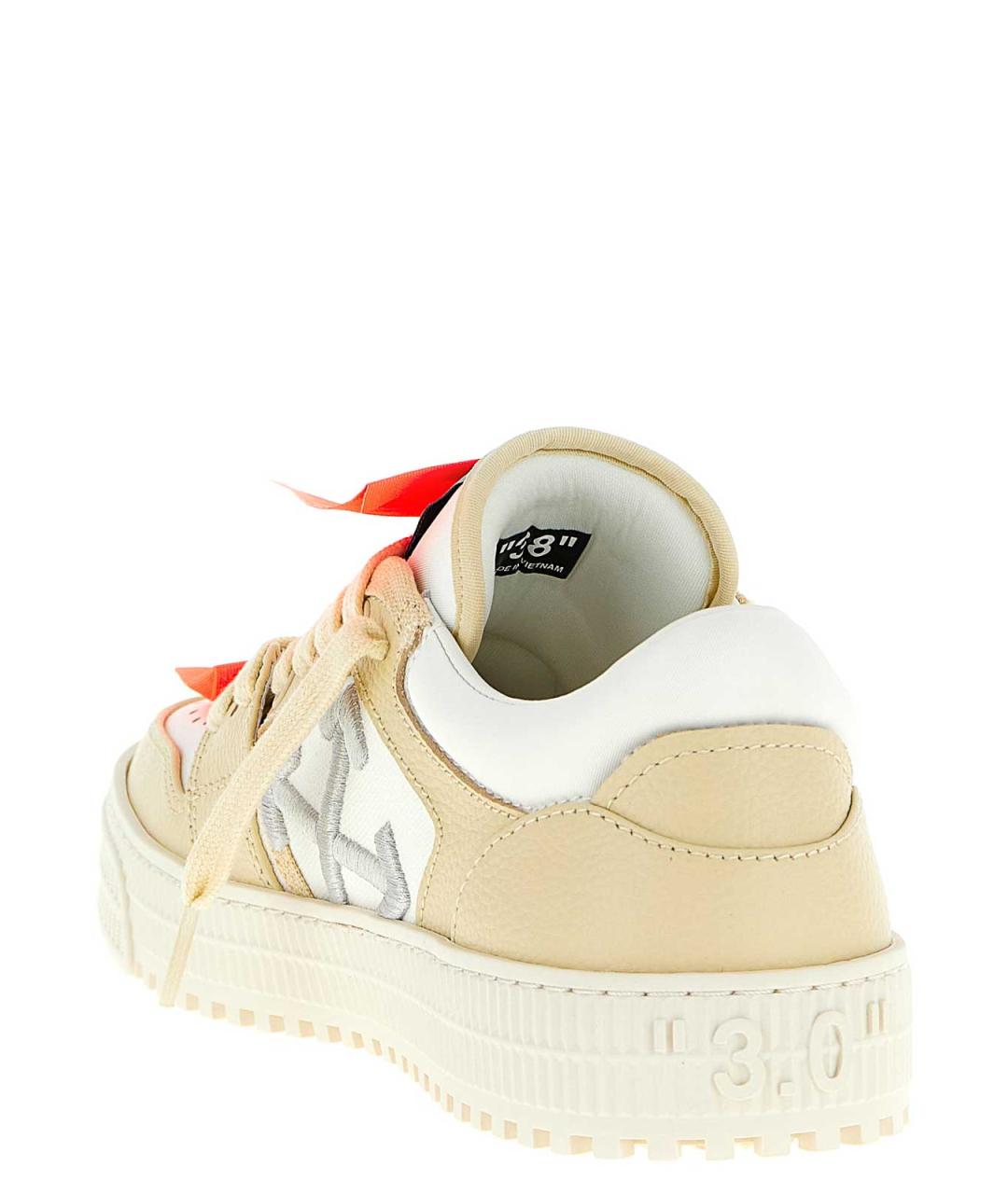 OFF-WHITE Бежевые кожаные кроссовки, фото 4
