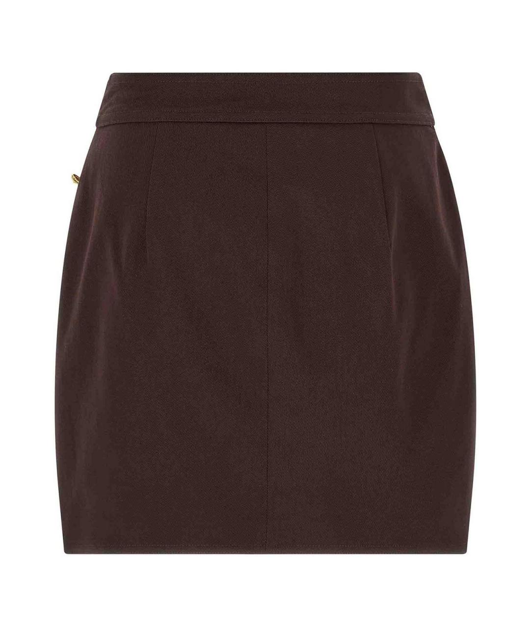 ELISABETTA FRANCHI Коричневая хлопковая юбка мини, фото 2
