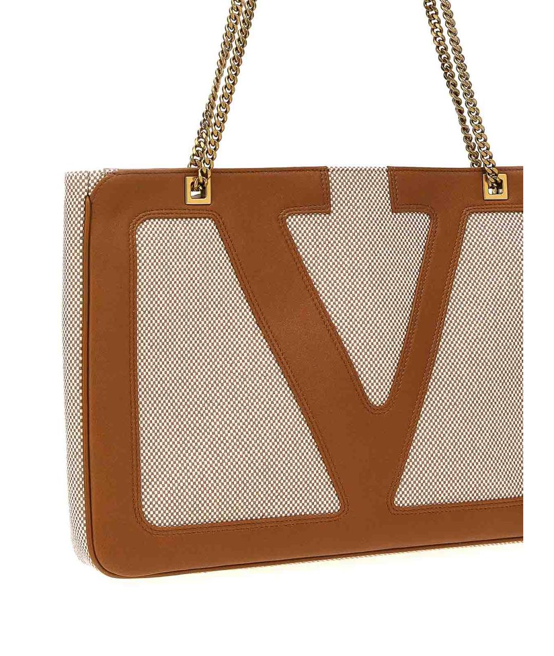 VALENTINO Бежевая тканевая сумка тоут, фото 3