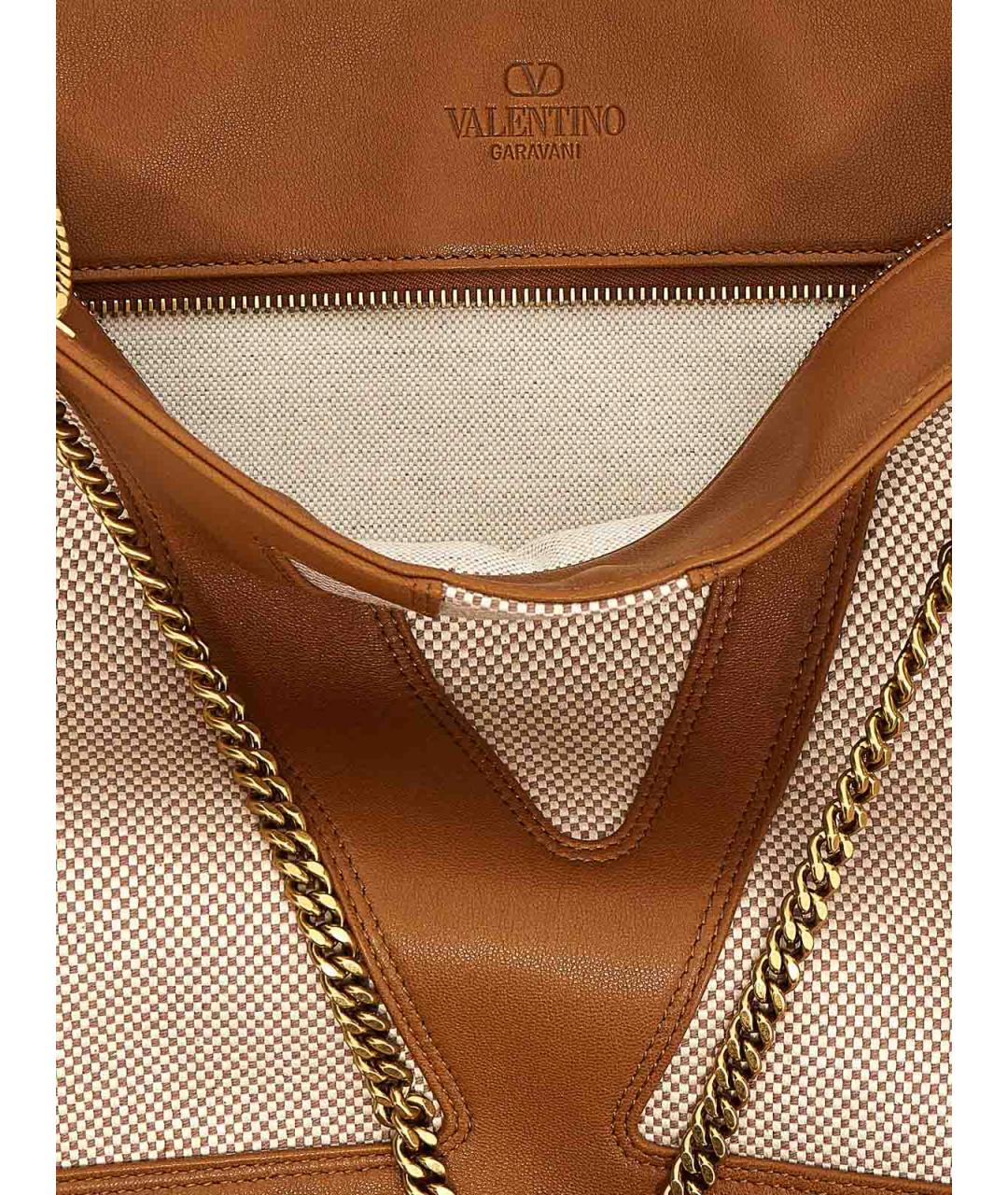 VALENTINO Бежевая тканевая сумка тоут, фото 4