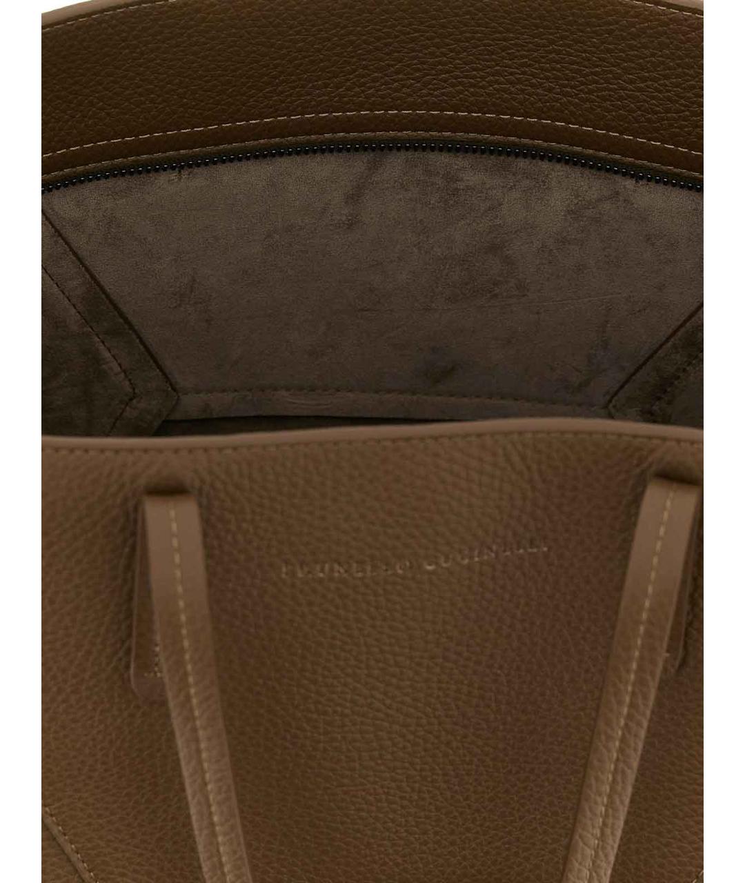 BRUNELLO CUCINELLI Коричневая кожаная сумка тоут, фото 4