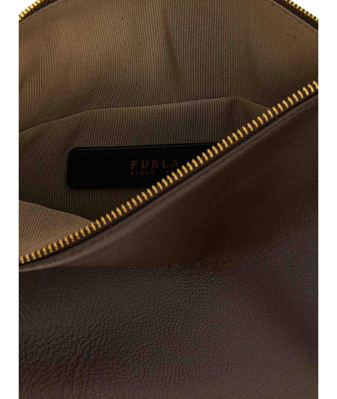 FURLA Коричневая кожаная сумка через плечо, фото 4