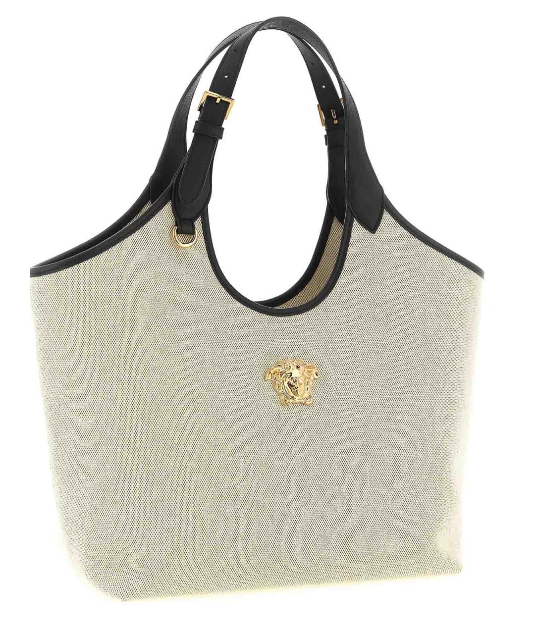 VERSACE Бежевая тканевая сумка тоут, фото 3