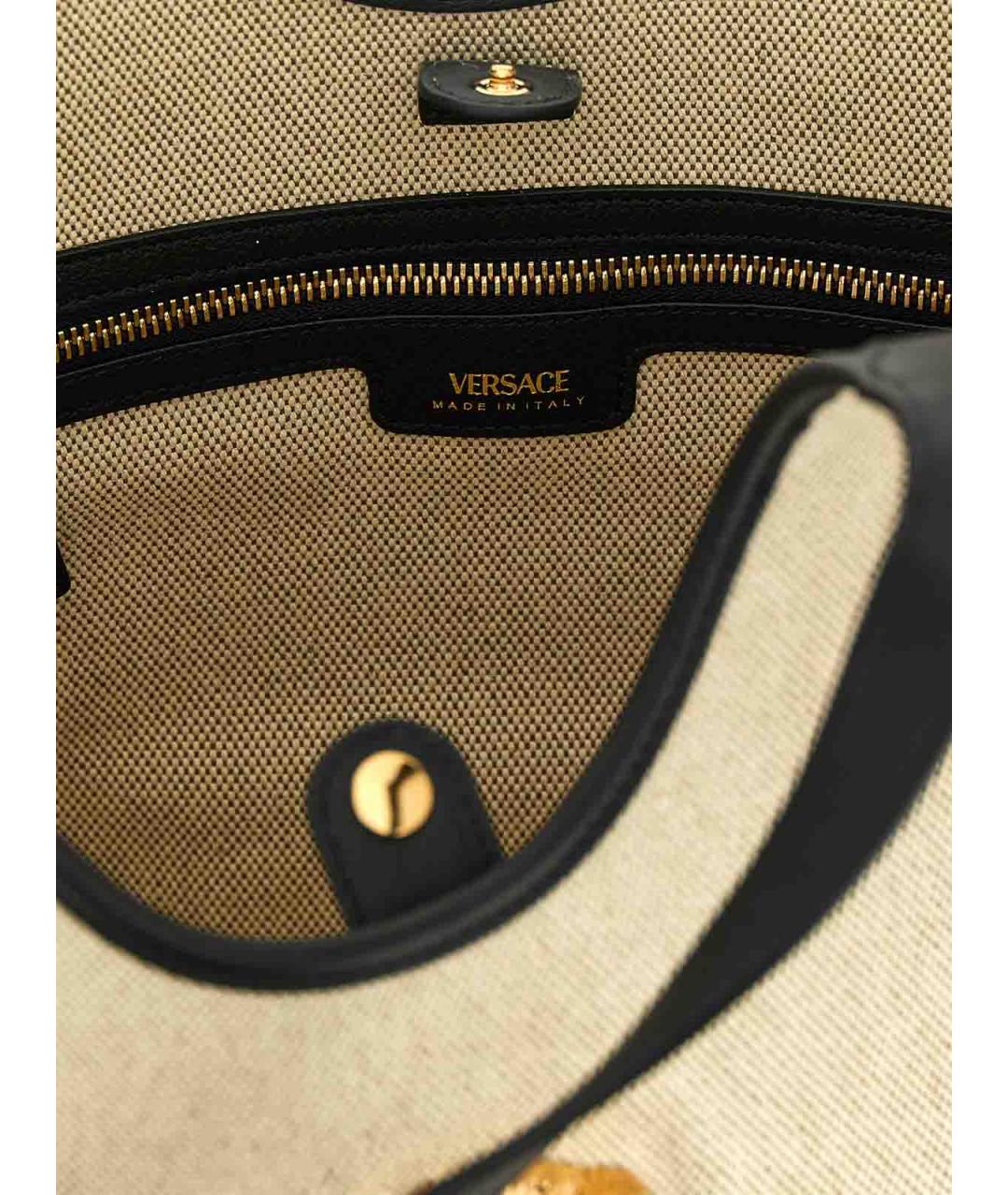VERSACE Бежевая тканевая сумка тоут, фото 4