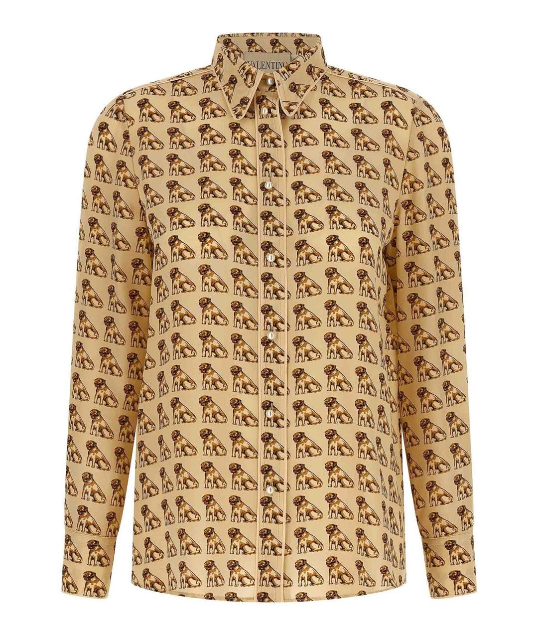 VALENTINO Бежевая шелковая рубашка, фото 1
