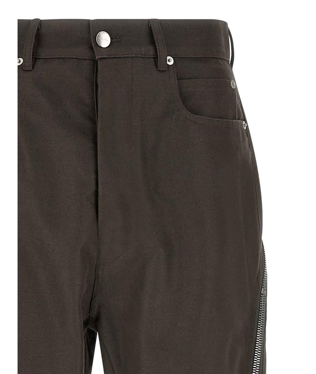 RICK OWENS Коричневые хлопковые повседневные брюки, фото 4
