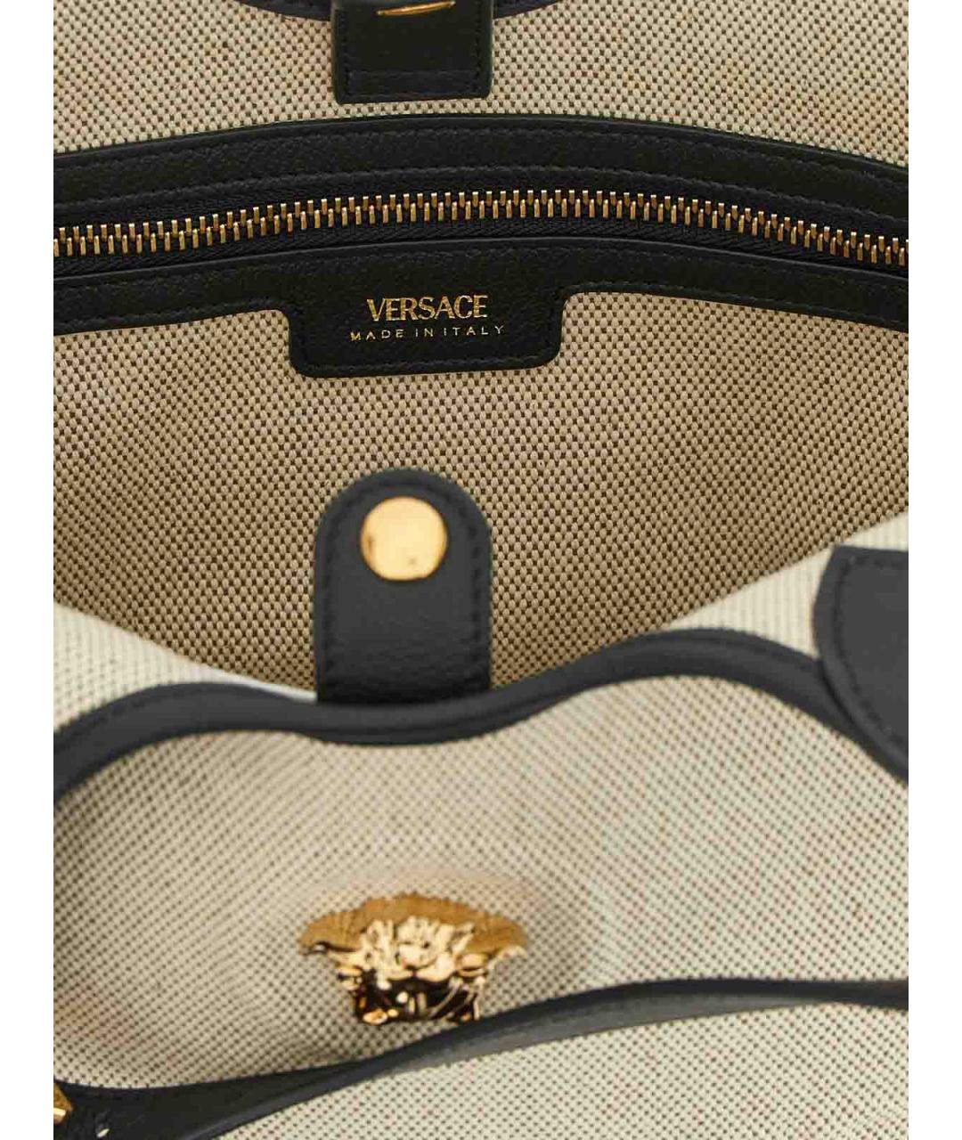 VERSACE Бежевая тканевая сумка тоут, фото 4