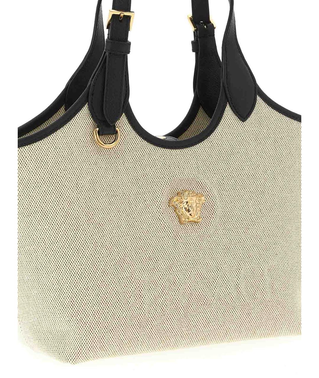 VERSACE Бежевая тканевая сумка тоут, фото 3