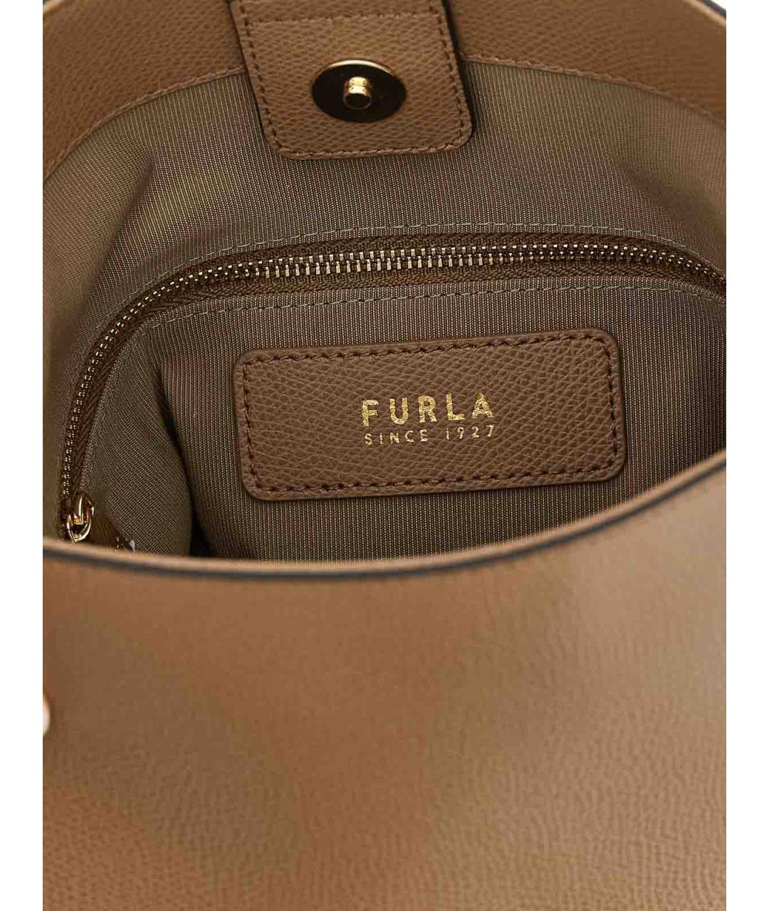 FURLA Бежевая кожаная сумка через плечо, фото 4