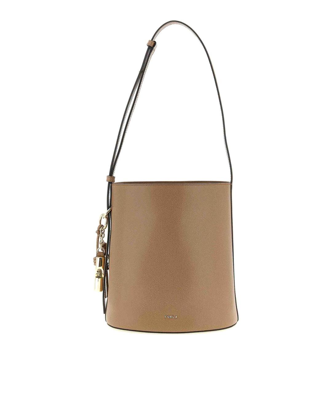 FURLA Бежевая кожаная сумка через плечо, фото 1