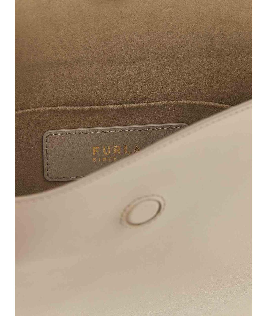 FURLA Бежевая кожаная сумка через плечо, фото 4