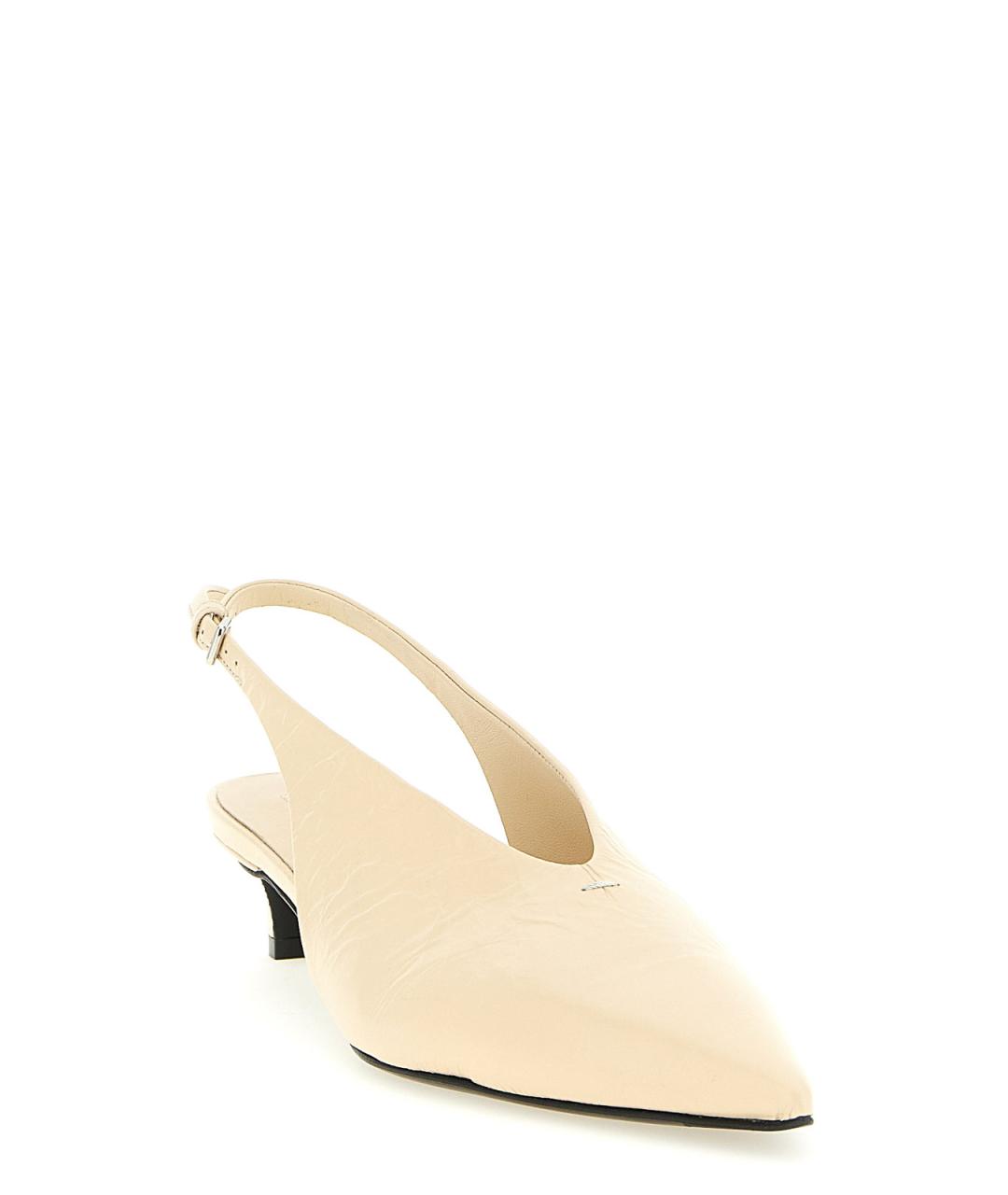JIL SANDER Бежевые кожаные балетки, фото 2