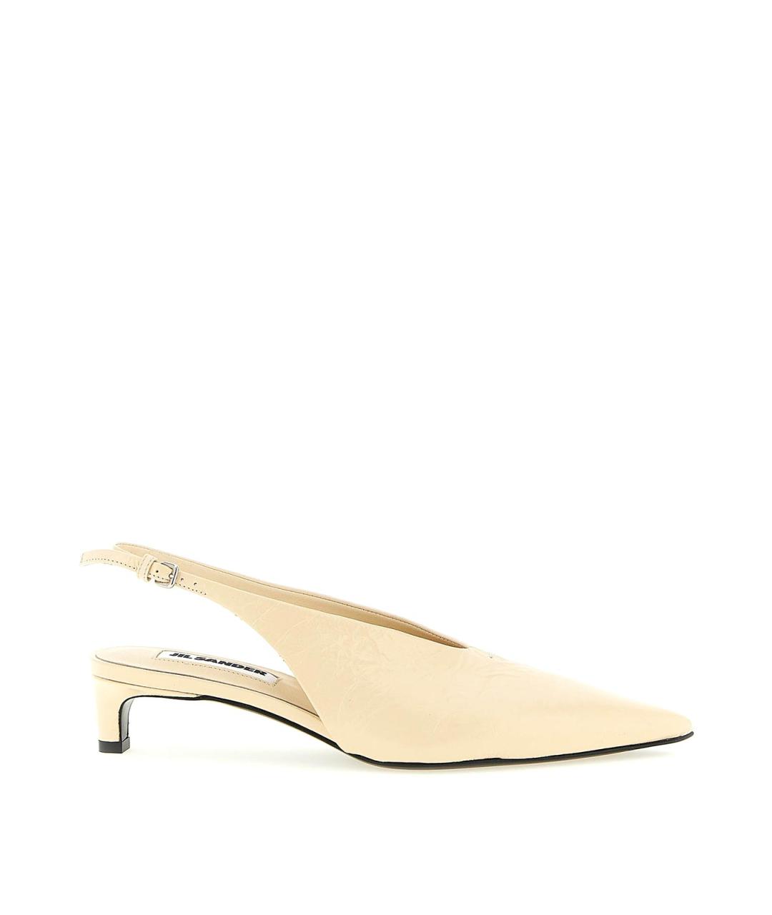 JIL SANDER Бежевые кожаные балетки, фото 1