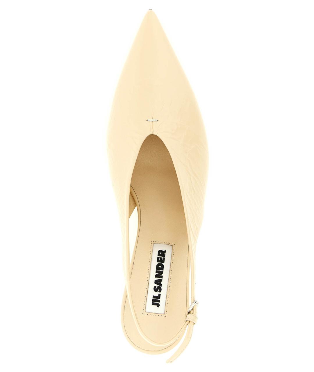 JIL SANDER Бежевые кожаные балетки, фото 4