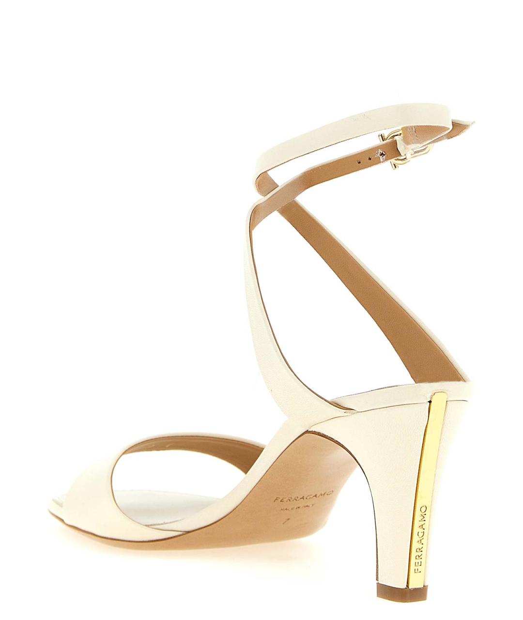 FERRAGAMO Бежевые кожаные босоножки, фото 3