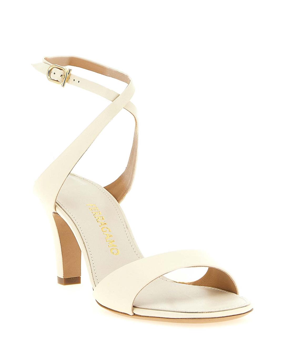 FERRAGAMO Бежевые кожаные босоножки, фото 2