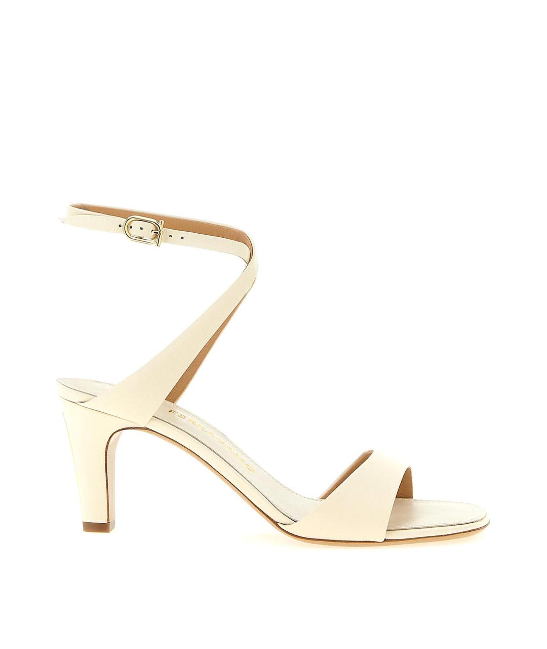 FERRAGAMO Бежевые кожаные босоножки, фото 1