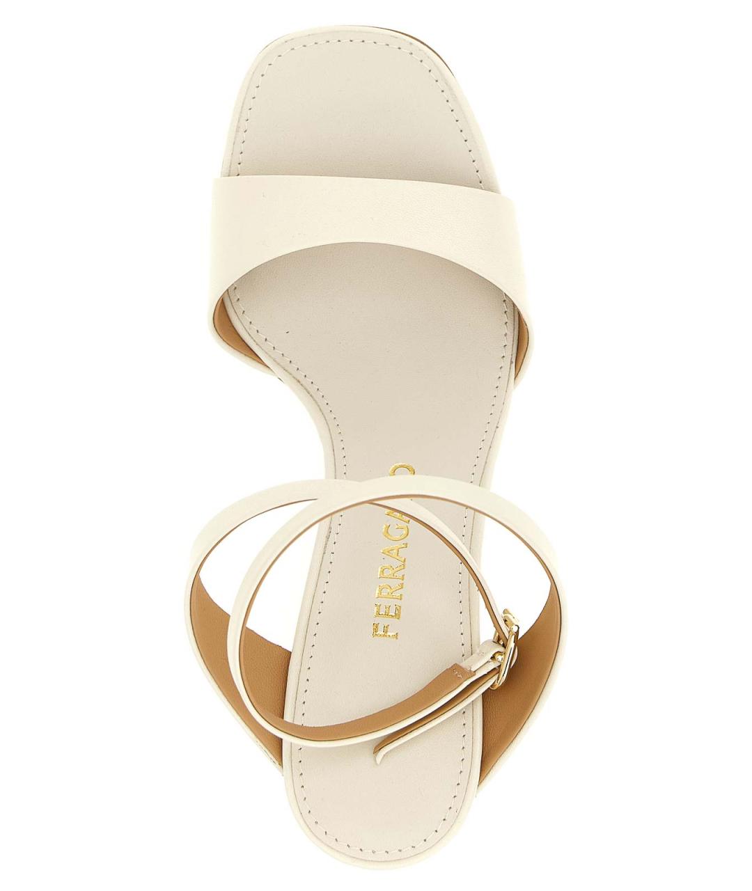 FERRAGAMO Бежевые кожаные босоножки, фото 4