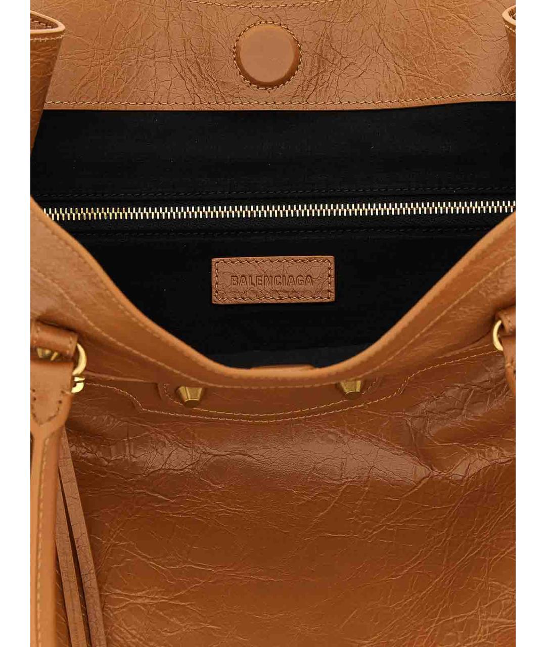 BALENCIAGA Коричневая кожаная сумка тоут, фото 4