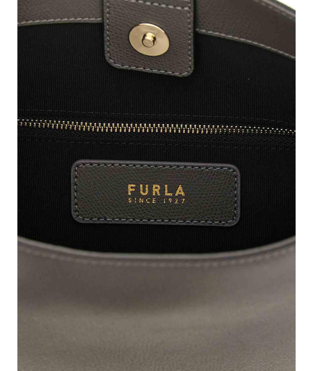 FURLA Серая кожаная сумка через плечо, фото 4