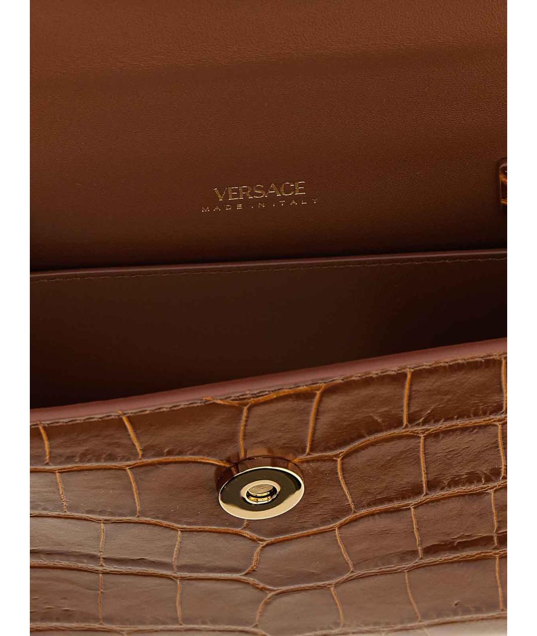 VERSACE Коричневая кожаная сумка тоут, фото 4