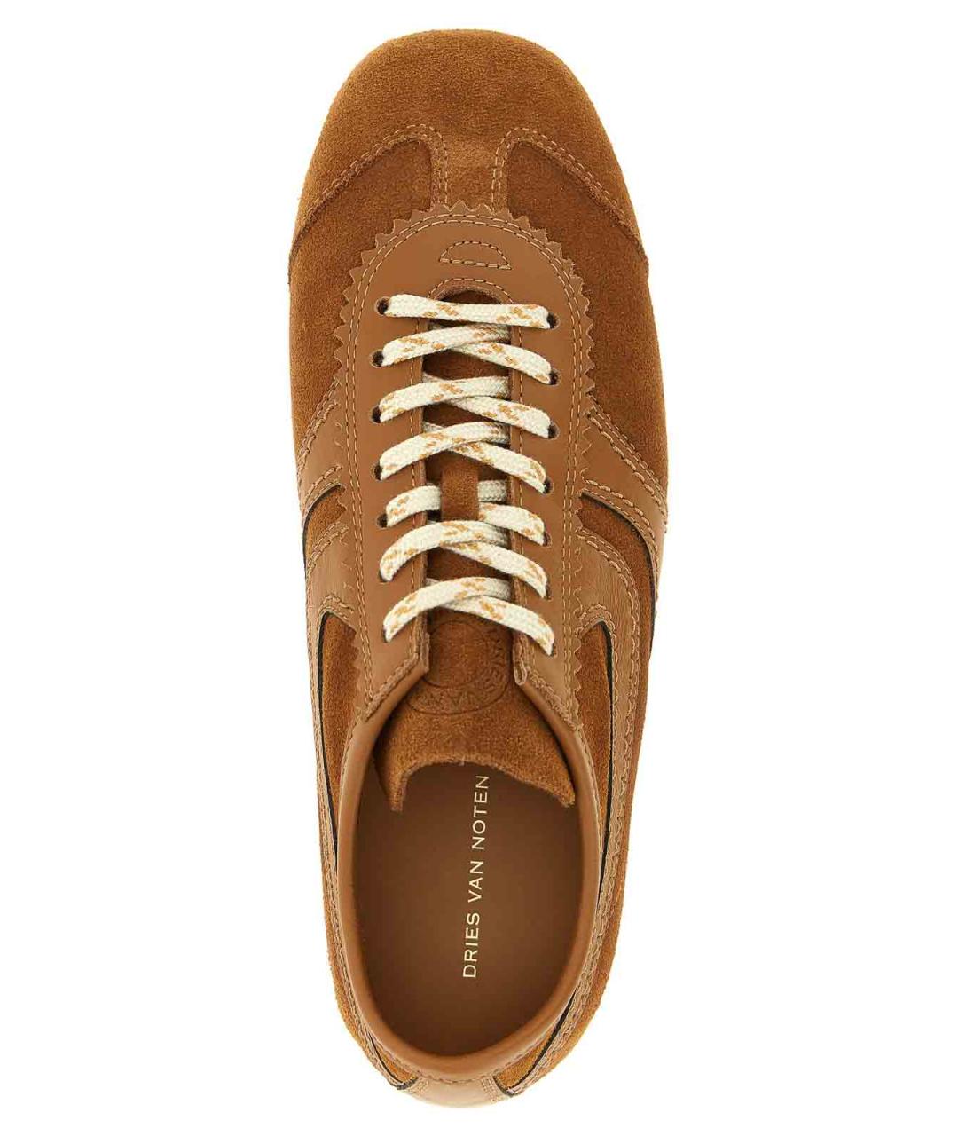 DRIES VAN NOTEN Коричневые замшевые кроссовки, фото 4