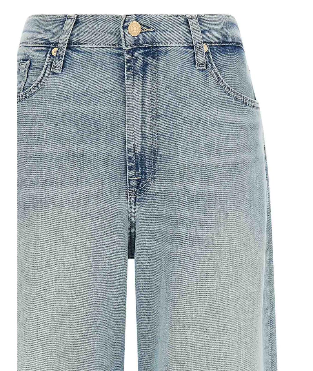 7 FOR ALL MANKIND Голубые хлопковые прямые джинсы, фото 3