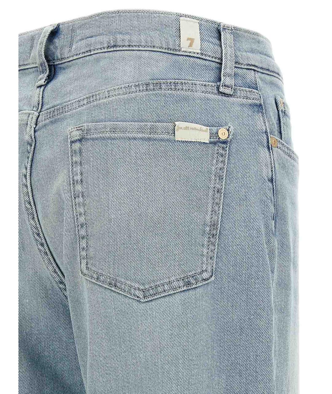 7 FOR ALL MANKIND Голубые хлопковые прямые джинсы, фото 4