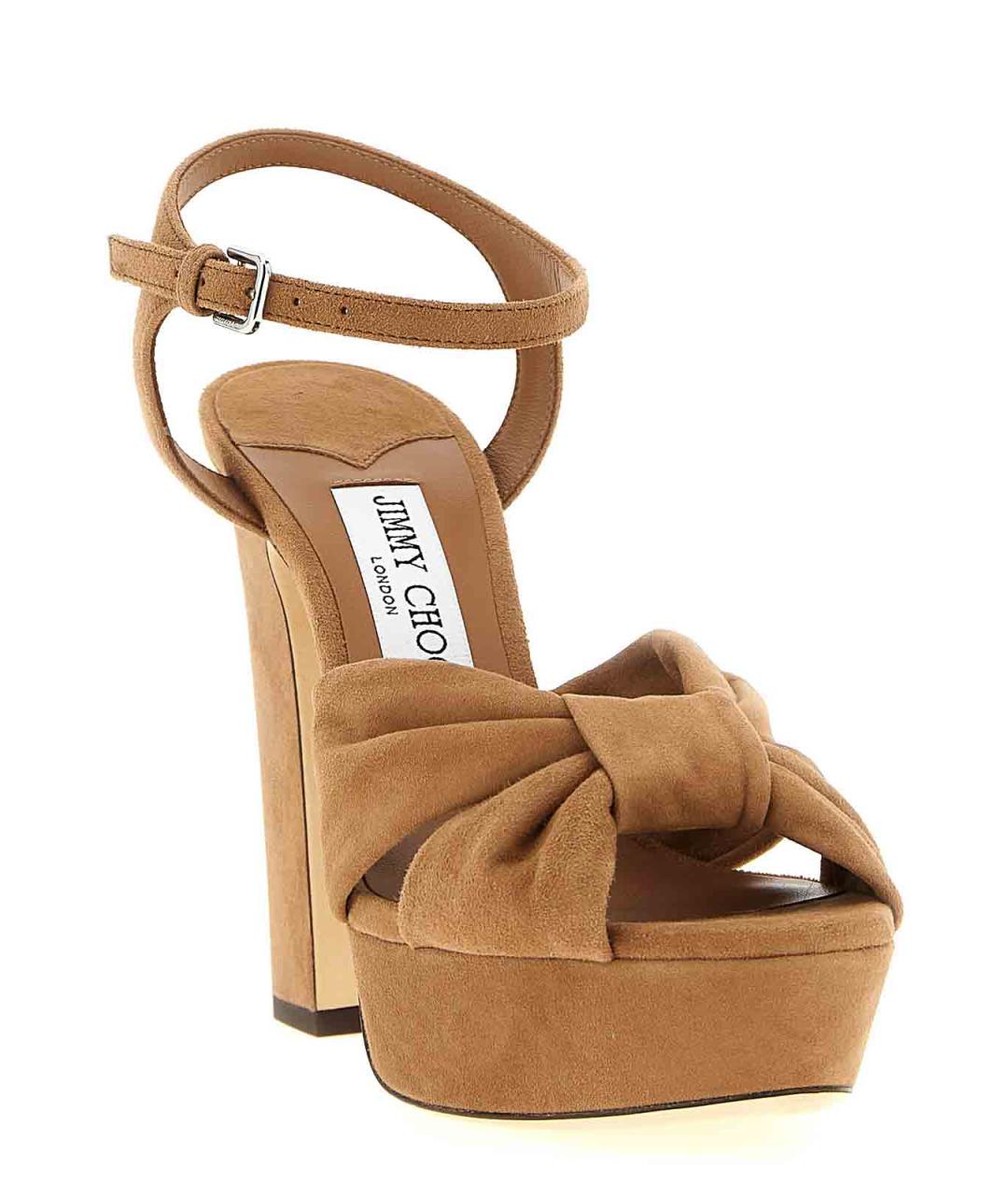 JIMMY CHOO Коричневые замшевые босоножки, фото 2